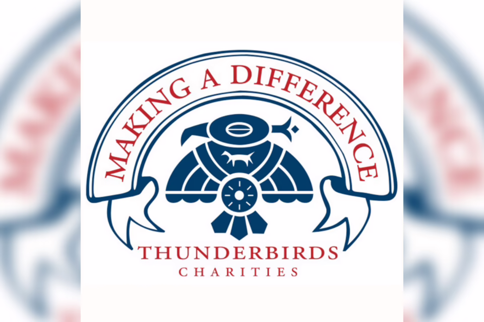 Thunderbirds Charities logo with a stylized bird and text: "Making a Difference" above, "Thunderbirds Charities" below