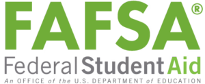 FAFSA logo with text "Federal Student Aid, an office of the U.S. Department of Education" in green and black