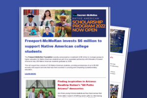Freeport-McMoRan invests $6 million to support Native American college students. Scholarship program 2022 now open