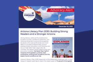 Advocacy alert for Arizona Literacy Plan 2030, highlighting the need for strong readers and a stronger Arizona