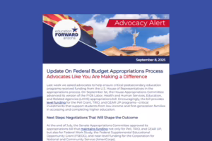 Advocacy alert newsletter from Education Forward Arizona on federal budget appropriations, dated September 8, 2025